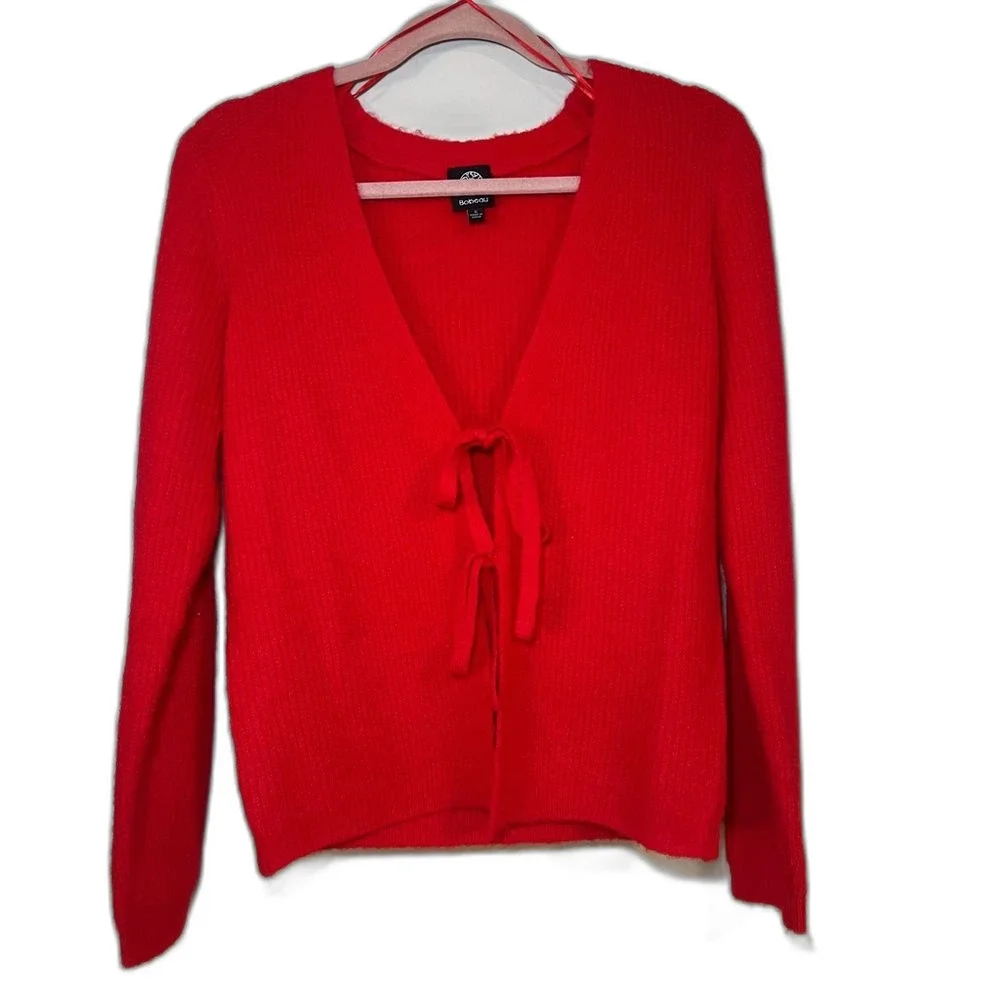 Bobeau Red Tie-Front Cardigan - Picture 2 of 4